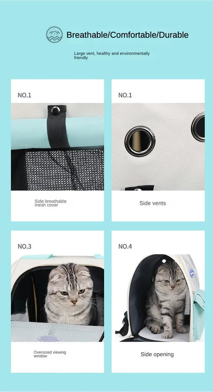 Pet Backpack Outdoor Large Cat Backpack Cat Transporter Breathable Foldable Carrying Bag Backpack Cat And Small Dog Supplies
