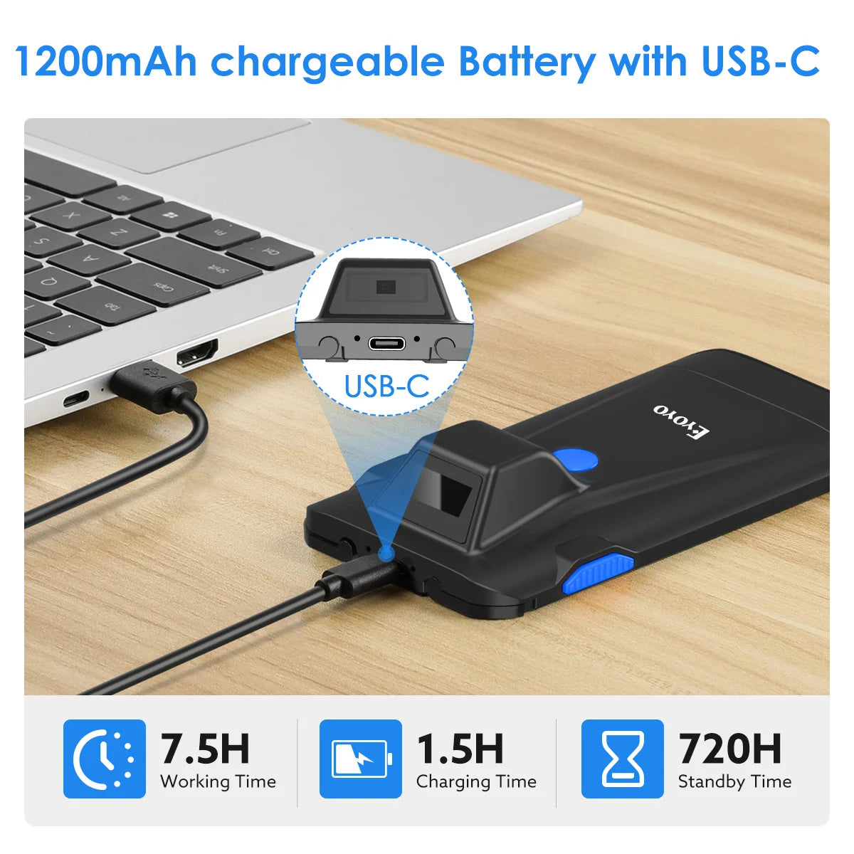 Eyoyo EY-017 2D Back Clip Bluetooth Barcode Scanner Portable Barcode Reader Data Matrix Code 1D 2D QR Scanner Android IOS System