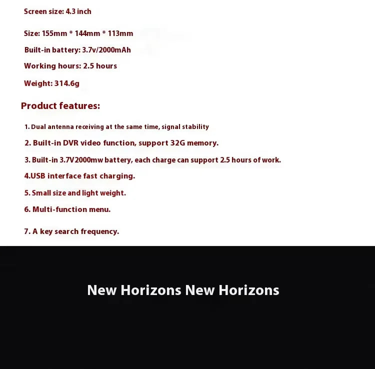 008d Pro Fpv Goggles 8g Analog Video Transmission 3.7v Lipo Battery Charging Remote Dvr Included Plastic Headset