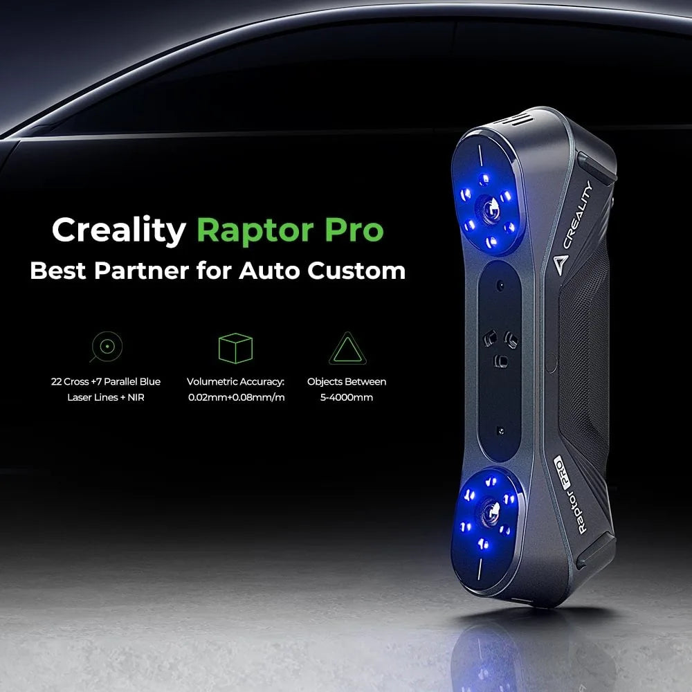Creality Raptor Pro 3D Scanner 22+7 Blue Laser Line / NIR Light 0.02mm Accuracy 60FPS Anti-Shake Tracking 24Bit Color Scanning