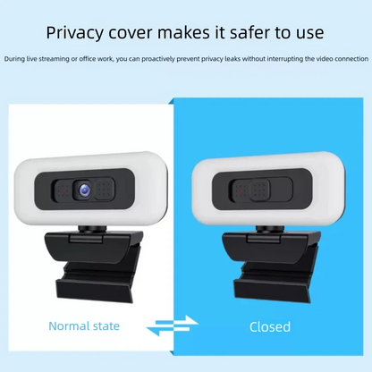 4K Webcam with Light Full HD 2K 1080P Live Streaming Web Cam for PC Laptop Auto Focus Computer Camera with Microphone