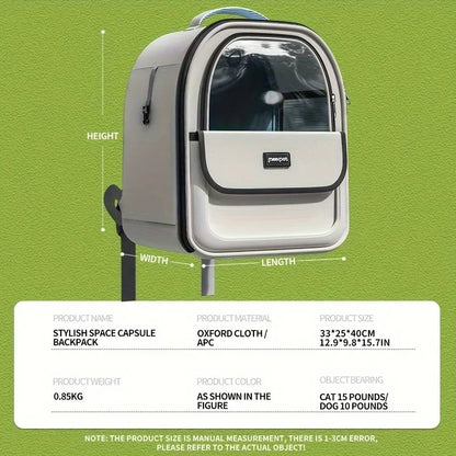 Pet Carrier Backpack, Going Out Large Cat Backpack Transparent Space Capsule Breathable Portable Bag Backpack Cat Dog Supplies