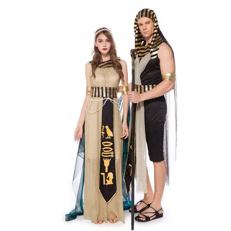 Robe Cosplay pour Couple, Costume de fête de carnaval antique égyptien, paon cléopatra, Halloween, médiéval, King, Queen, déesse