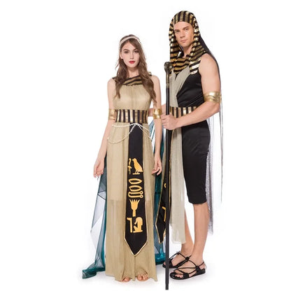 Robe Cosplay pour Couple, Costume de fête de carnaval antique égyptien, paon cléopatra, Halloween, médiéval, King, Queen, déesse