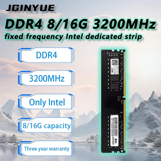 JGINYUE DDR4 PC RAM Memory 8GB/16GB/32GB 3200MHz DIMM Desktop Computer Memory Rams No Support AMD Motherboard