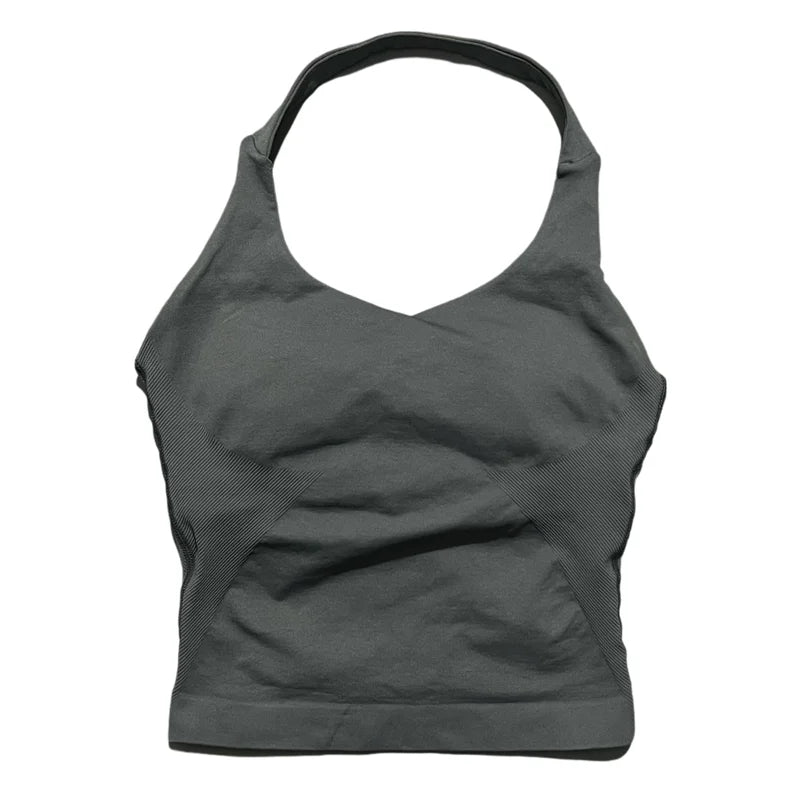 HISTELLO Halter Top Gym Vest Woman Backless Tank Tops Push Up Sport Bras Running Vest Workout Tops Activewear Yoga Clothing