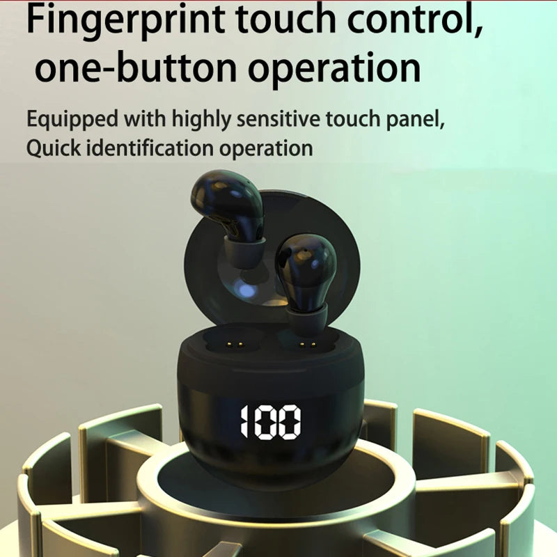 Écouteurs intra-auriculaires invisibles TWS Mini sans fil Bluetooth 5.3 avec microphone et réduction de bruit pour téléphone