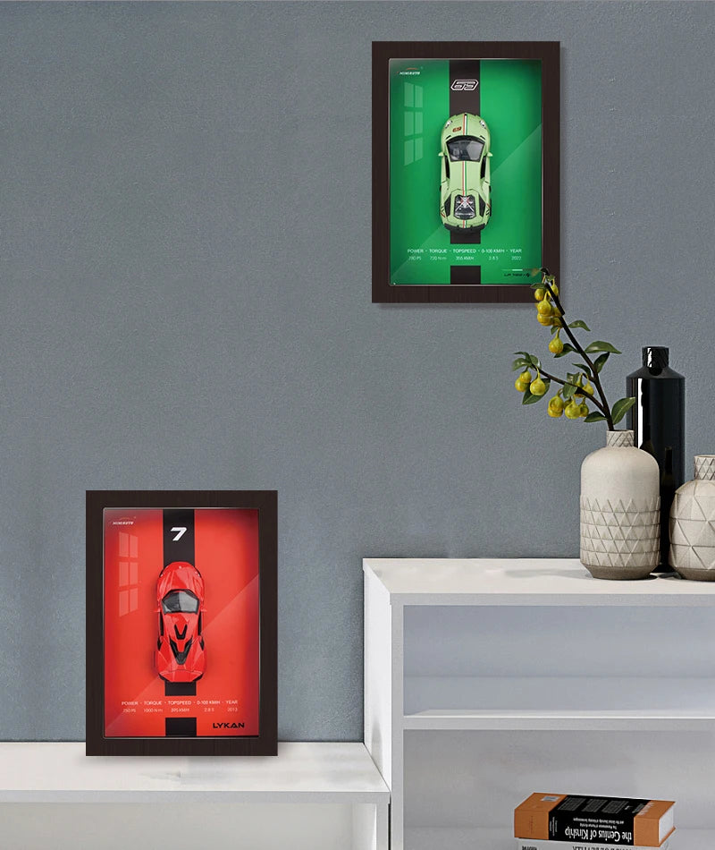 1:32 3D Photo Frame Wall Hanging Paintings Alloy Metal Diecast Model Car Home Trend Toy Decorations Display Valentine's Day Gift