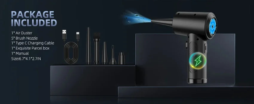 WirelessUSBRechargeable Air Duster - Powerful Compressed Air Blower，Applicable to Computers、Keyboard、Sofa and Car