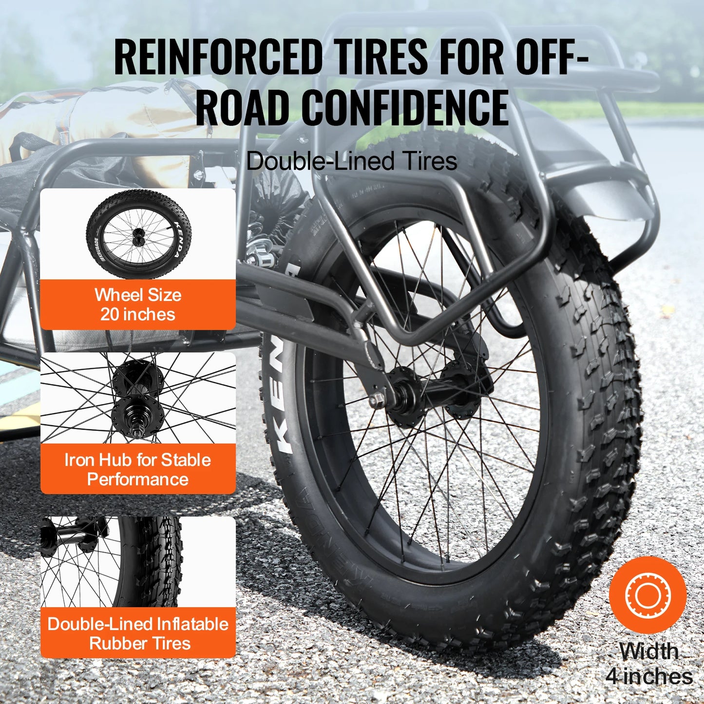 SucceBuy Bike Cargo Trailer 70 lbs Capacity Heavy-Duty Bicycle Wagon Cart Compact Storage & Quick Release Structure 20" Wheels