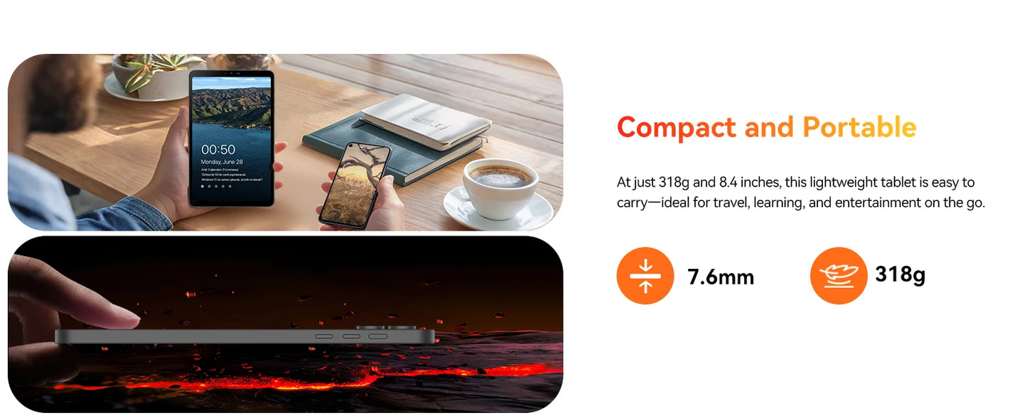 BNCF BPad Mini 8.4 inch Snapdragon SMD685 Tablet Android14 (8+8)GB RAM+128GB ROM 6050mAh Battery 4G LTE Widevine L1 2K IPS Tab