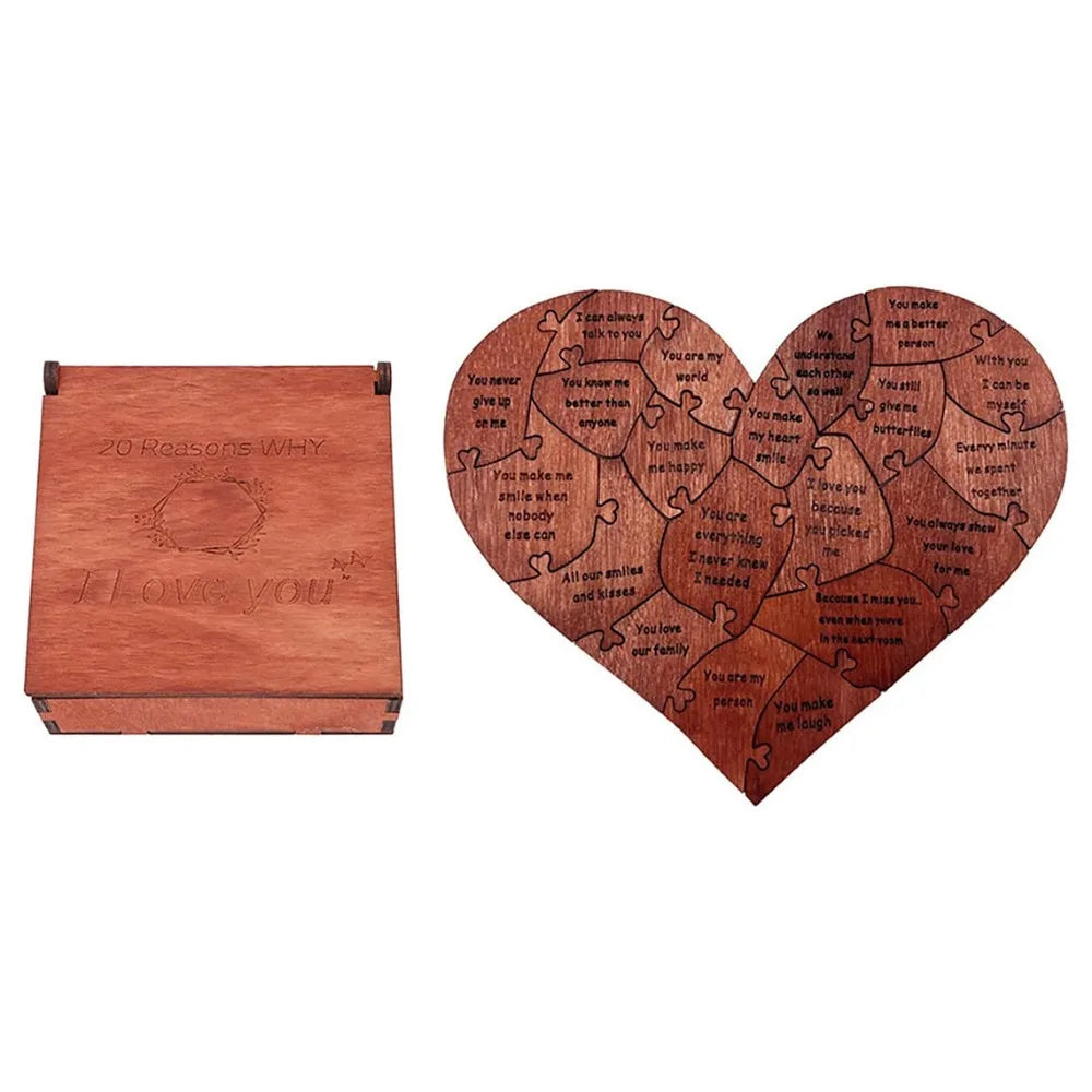 1 Box Valentine's Day Love Puzzle Anniversary Gift Wooden 20 Reasons To Love You Puzzle Wedding Party Valentine's Day Gift
