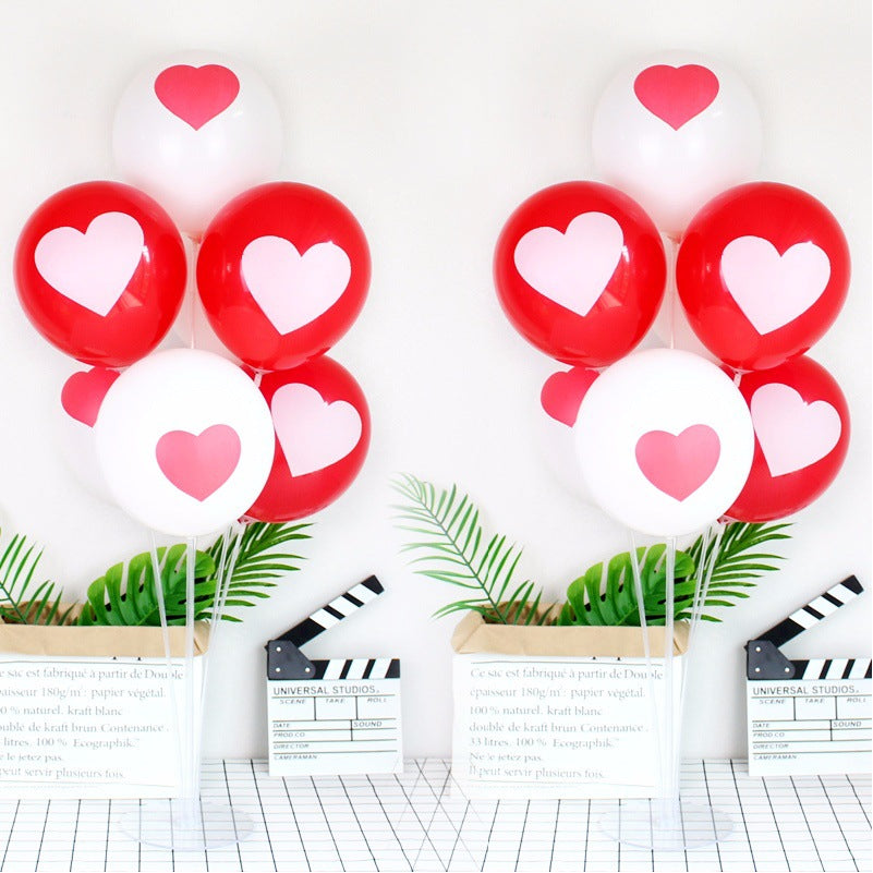 6Pcs Red/White Anniversary Heart Love Spiral Swirl Hanging Garland Balloon Straws for Valentine's Day Wedding Party Decorations