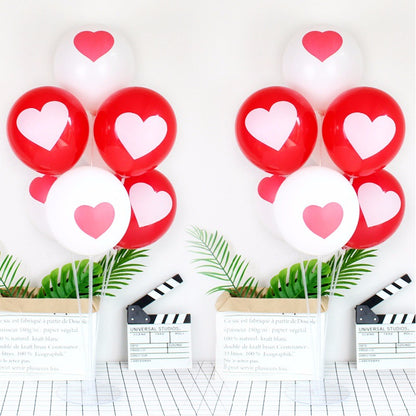 6Pcs Red/White Anniversary Heart Love Spiral Swirl Hanging Garland Balloon Straws for Valentine's Day Wedding Party Decorations