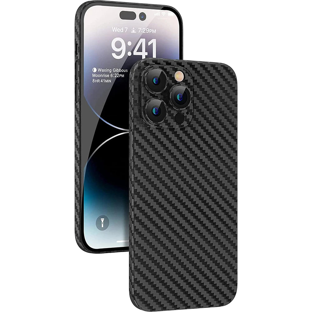0.3mm PP Ultra Thin Cover For iPhone 16 15 14 Plus 13 12 Mini 11 Pro Max XR XS Max 7 8 Plus SE 2 3 Carbon Fiber Texture Case