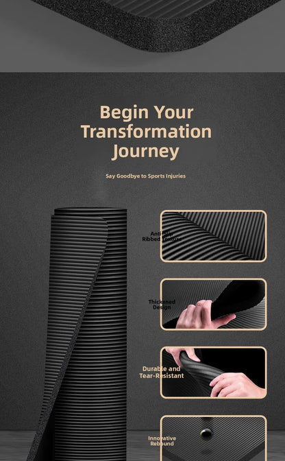 Tapis de yoga pour homme, 20 mm d'épaisseur, allongé et élargi, antidérapant, idéal pour l'exercice, couleur unie, en NBR.