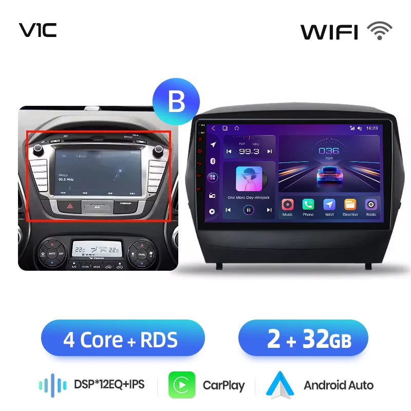 Junsun Android Wireless CarPlay Auto Car Radio For Hyundai Tucson 2 ix35 2009-2015 Car Intelligent Systems DSP SWC RDS GPS FM BT