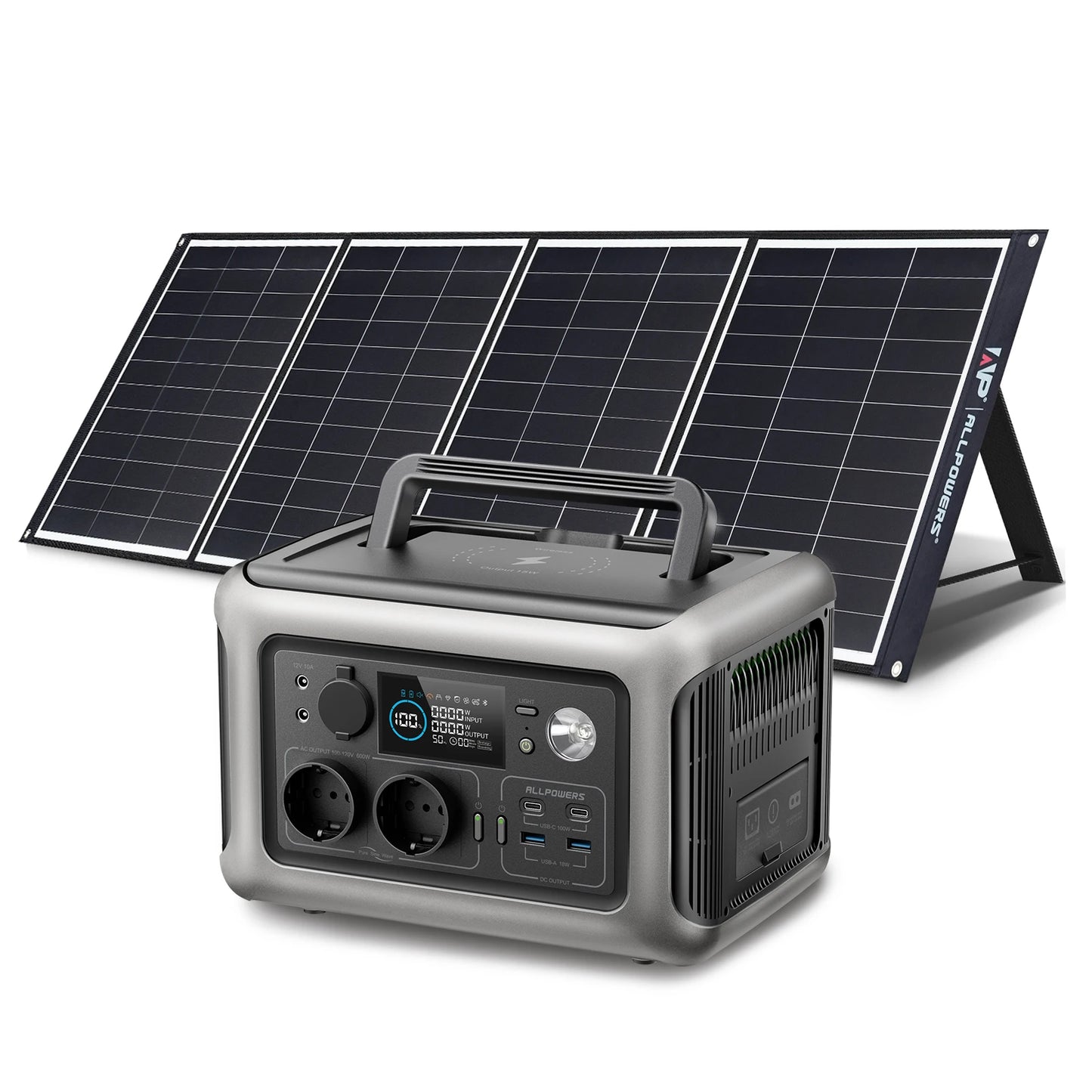 ALLPOWERS R600 Solar Generator with SolarPanel (Optional), 600W 299Wh LiFePO4 Portable Power Station with Solar Charger for Camp