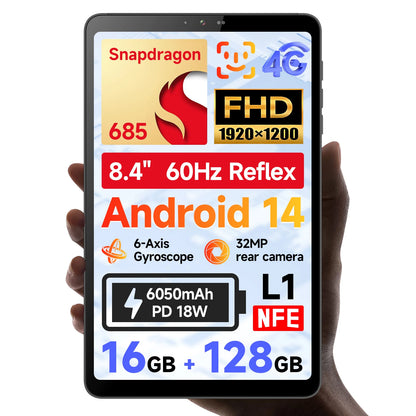 BNCF BPad Mini 8.4 inch Snapdragon SMD685 Tablet Android14 (8+8)GB RAM+128GB ROM 6050mAh Battery 4G LTE Widevine L1 2K IPS Tab