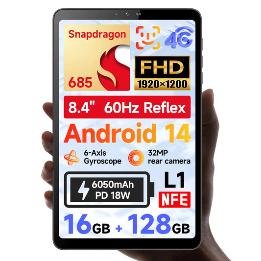 BNCF BPad Mini 8.4 inch Snapdragon SMD685 Tablet Android14 (8+8)GB RAM+128GB ROM 6050mAh Battery 4G LTE Widevine L1 2K IPS Tab