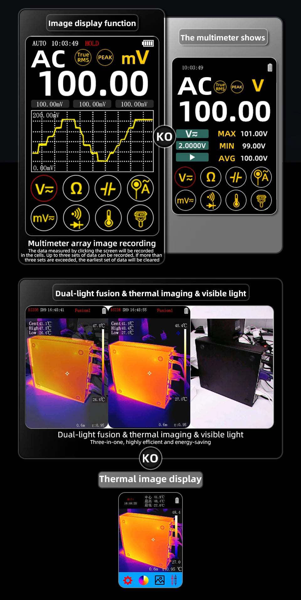 BSIDE SH7 320*320 Thermal Imager Camera 20000 Counts Touchscreen Digital Multimeter 2 in 1 IR Camera for Macro lens Repair PCB