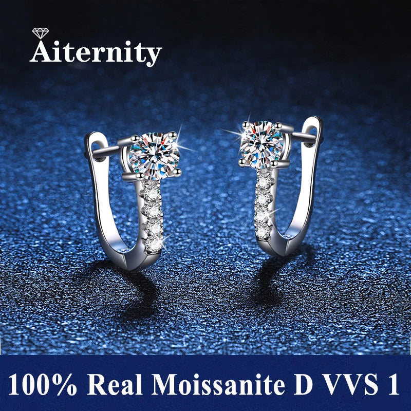 Stylo testeur de diamants Pass pour bijoux fins, boucles d'oreilles créoles en moissanite pour femmes avec fermoirs en argent sterling S925 avec certificat d'authenticité.