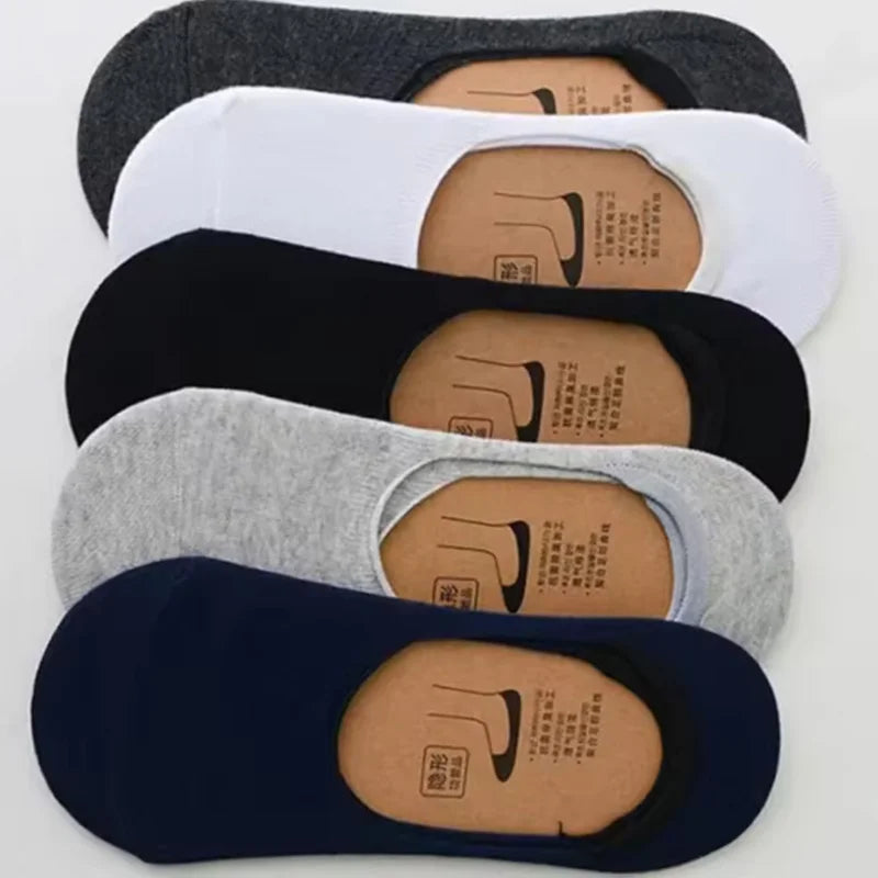 5Pairs Men Boat Cotton Socks Summer Autumn Non-slip Silicone Invisible Breathable Socks Male Ankle Sock Slippers Sports Socks