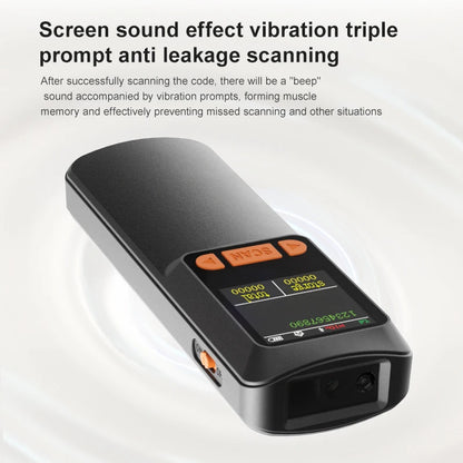 Scanner de codes-barres portable sans fil Bluetooth 2D QR 1D avec écran LCD pour smartphone, ordinateur et terminal de point de vente