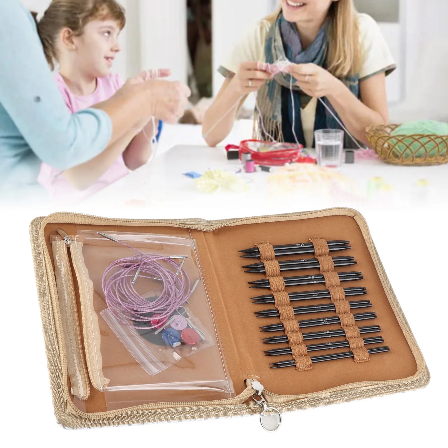 Blanket Knitting Needle Interchangeable Smoothing Circular Needle Set Anti Fatigue Handle Ergonomic Design 3 To 8mm for Family