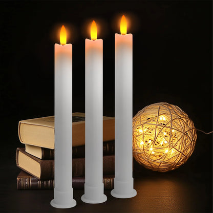 Lot de 6 ou 12 bougies coniques ivoire sans flamme à LED, effet scintillant, avec télécommande, mèche 3D, fonctionne sur piles, décoration de Noël, fenêtre ou mariage
