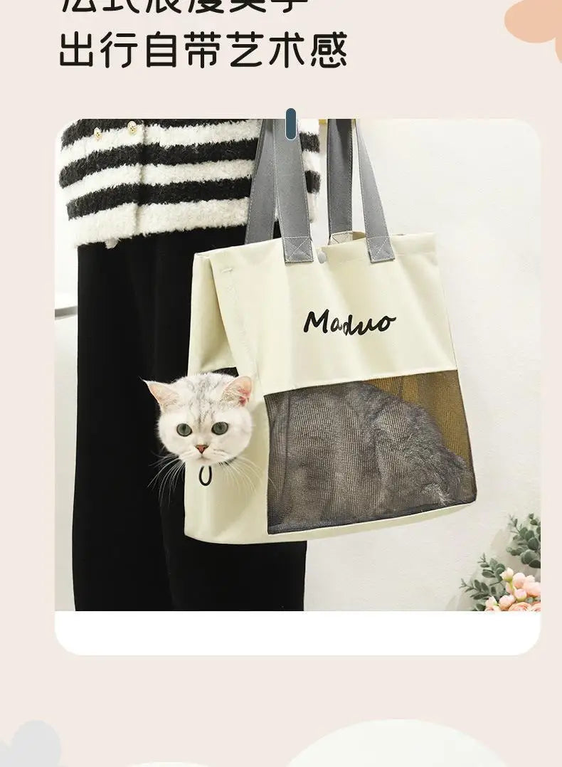 Pet carrying backpack breathable and lightweight diagonally spanning dog backpackcat bag outdoor handbag portablesingle shoulder