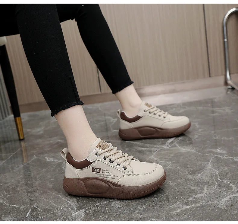 New Women's Shoes 2024 Spring Thick Sole Elevated Shoes Sports Shoes Women's Shoes Student Street Casual Board Shoes
