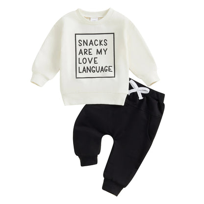 0-3Y Baby Boys Autumn Winter Clothes Set Kids Long Sleeve Letter Print Pullover Tops Sweatshirt Pants Toddler Casual Outfits