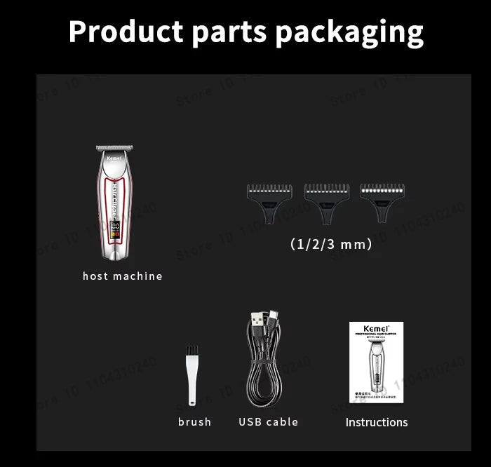 Kemei Men's Electric Hair Trimmer USB Charging Cordless Hair Clipper Reciprocating Twin Blade Beard Shaver KM-2024 KM-034 Kit