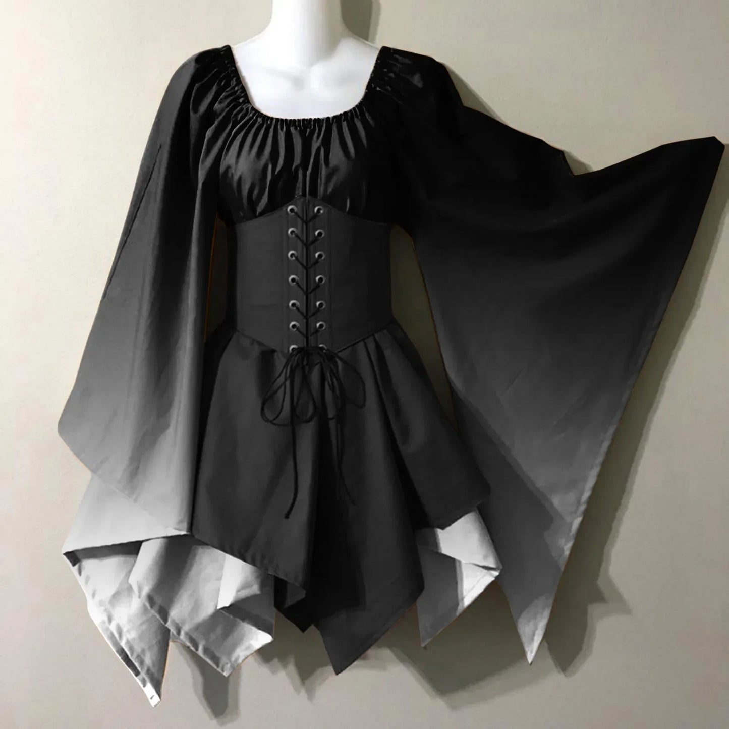 Robe de Cosplay Rétro à Imprimé Dégradé pour Femme, Tenue de Spectacle d'Halloween, Renaissance du Moyen Âge
