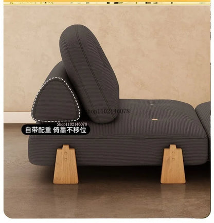 Nordic Home Lazy Sofa Small Apartment Fabric Sofas Living Room Tofu Block Module Combination Sofa Bed Dual-purpose Cream Tatami