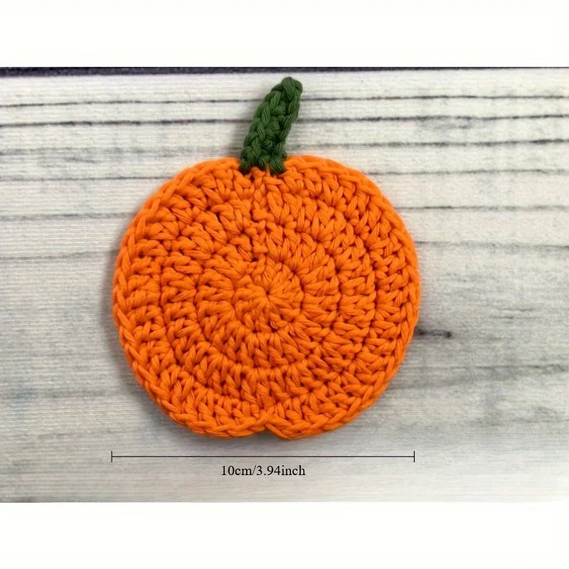 Dessous de verre citrouille au crochet pour Halloween, faits main en laine, résistants à la chaleur, pour la cuisine et la salle à manger. Décoration idéale pour offrir.