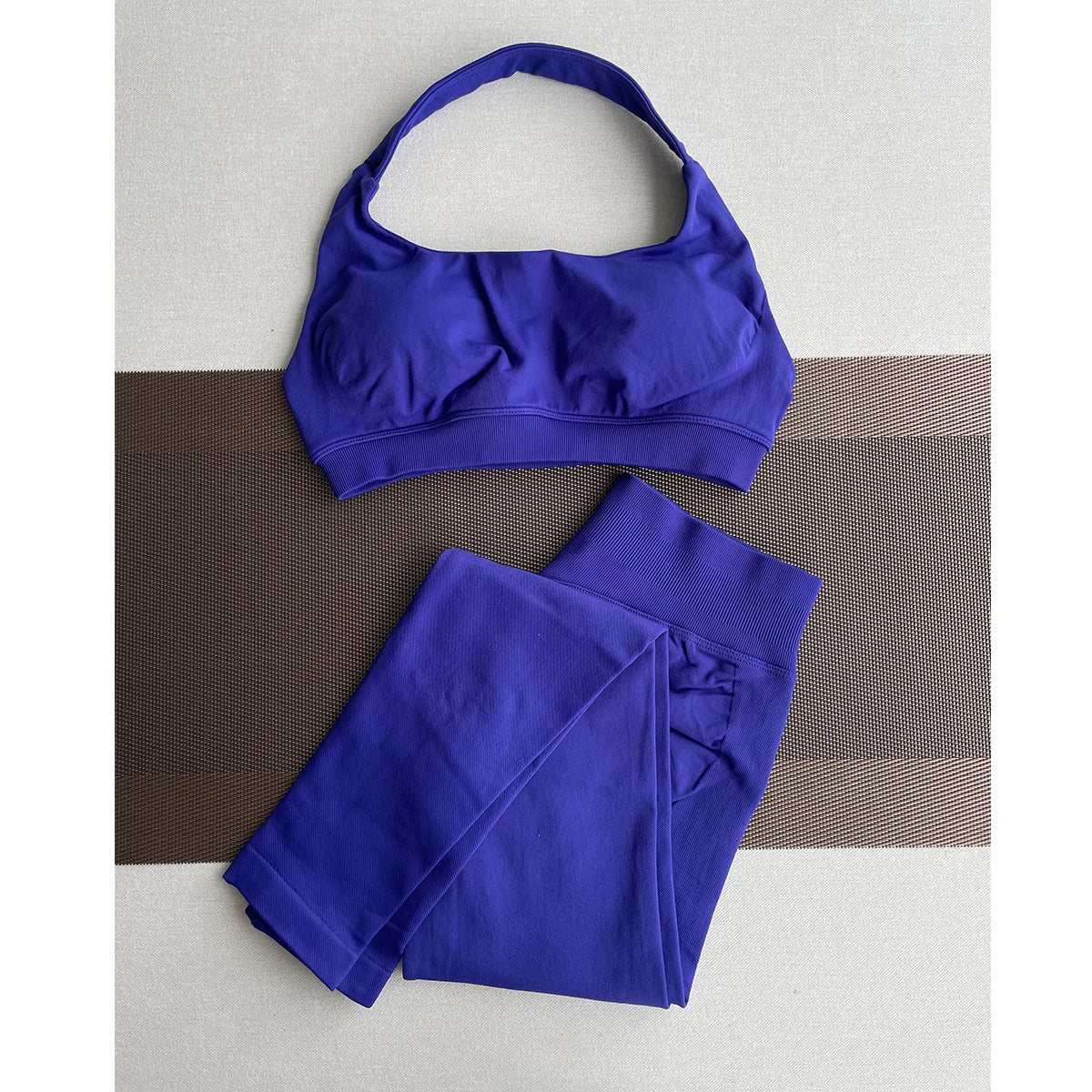 2 Pieces Yoga Gym Set Women Seamless Strappy Yoga Bra High Waist Workout Scrunch Shorts Sports Set Fitness Clothes Sportswear