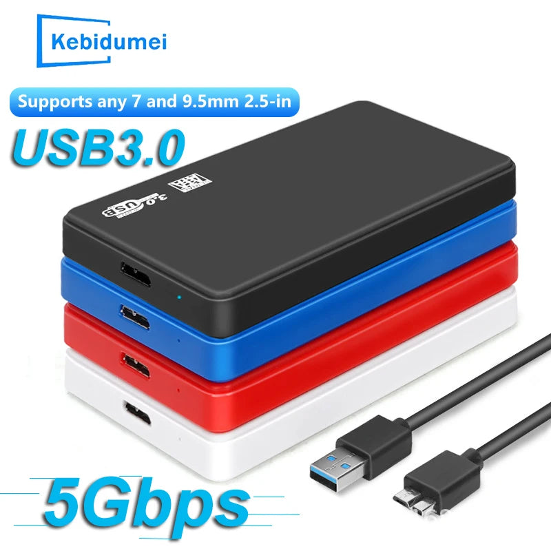 USB 3.0 HDD Enclosure 2.5" SATA HDD SSD External Hard Drive Case 5Gbps High Speed External Hard Drive Disk Box for PC Laptop PS5