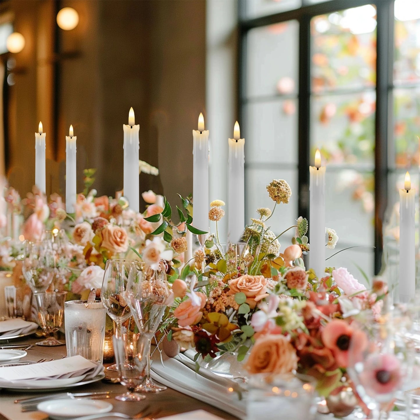 Pack of 6 Remote Control LED Decorative Candle Light Battery Operated Flameless Electronic Home Party Wedding Candle With Timer