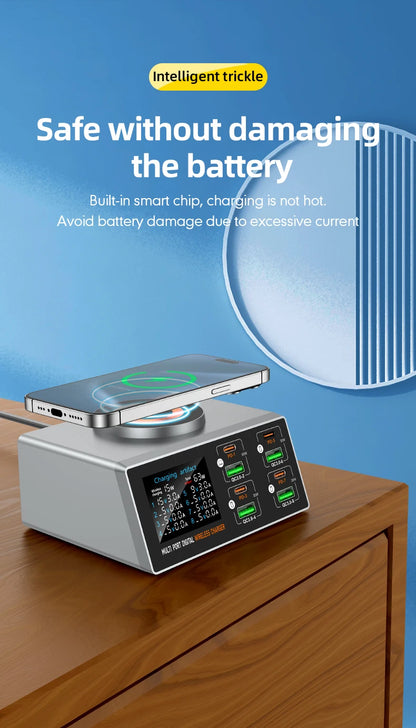New 140W Multi-Function Charger Wireless Charger 8-Port PD+QC USB Type-C Quick Charger Home Travel Office Convenient