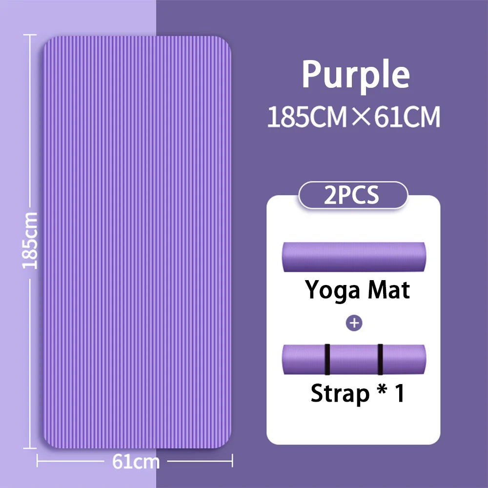 Tapis de yoga de 8 mm, adapté aux débutants, plus long et plus épais pour une meilleure stabilité lors des exercices, tapis de yoga antidérapant pour le fitness à domicile.