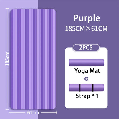 Tapis de yoga de 8 mm, adapté aux débutants, plus long et plus épais pour une meilleure stabilité lors des exercices, tapis de yoga antidérapant pour le fitness à domicile.