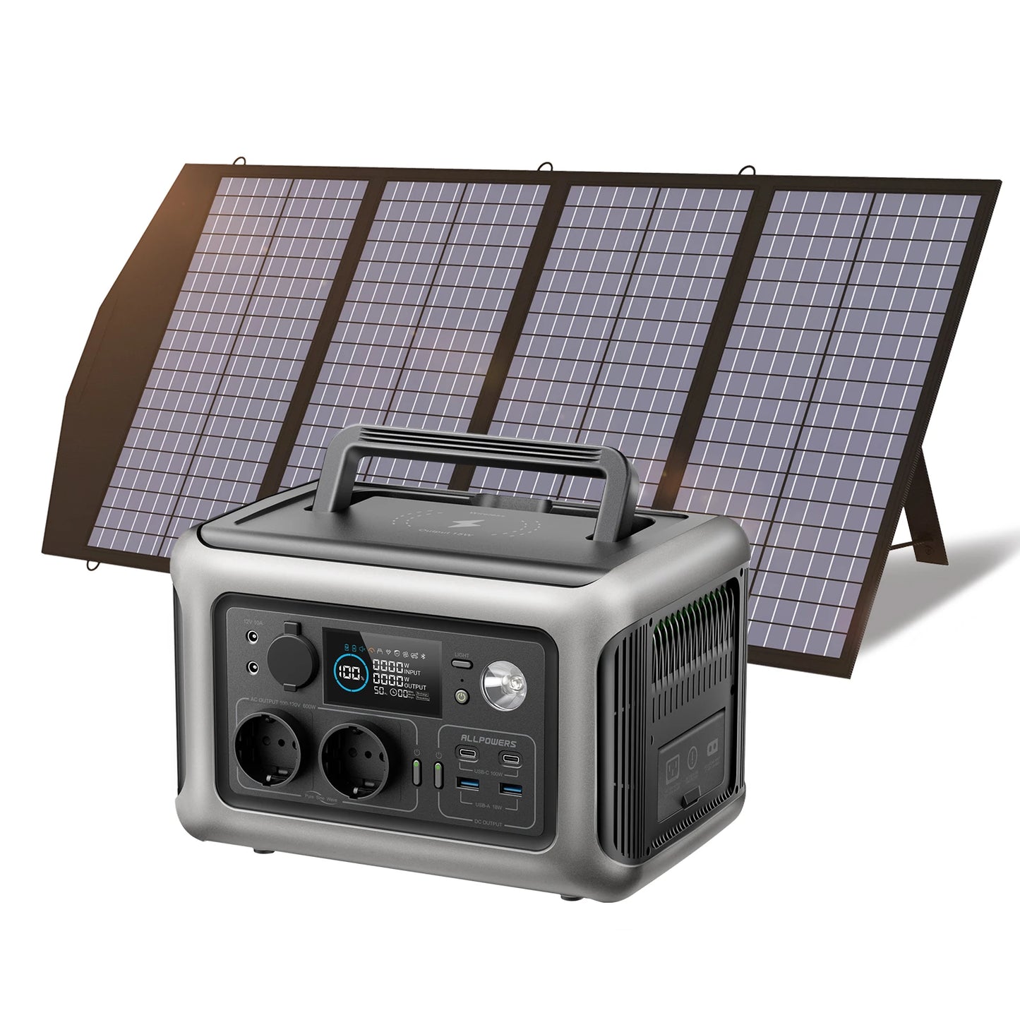 ALLPOWERS R600 Solar Generator with SolarPanel (Optional), 600W 299Wh LiFePO4 Portable Power Station with Solar Charger for Camp