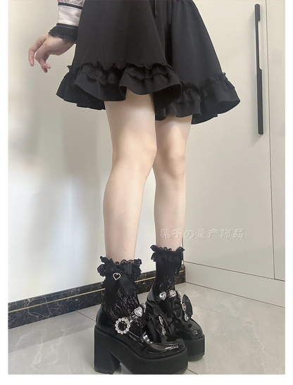 JK Lolita Lace Stockings Bow Knot Sweet Socks Female Long Stocking Teen Uniform Calf Socks Student Cute JK Socks