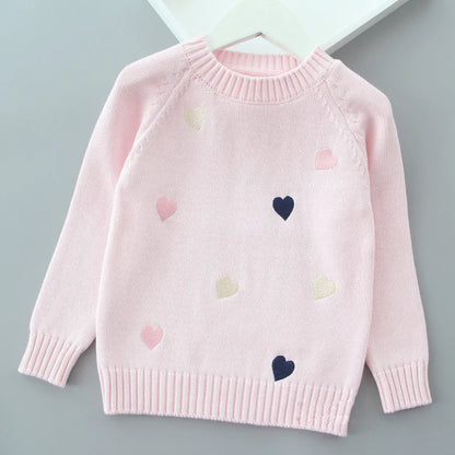 Pull d'automne-hiver pour filles, motif mignon amoureux, pull tricoté en polaire épaisse et chaude