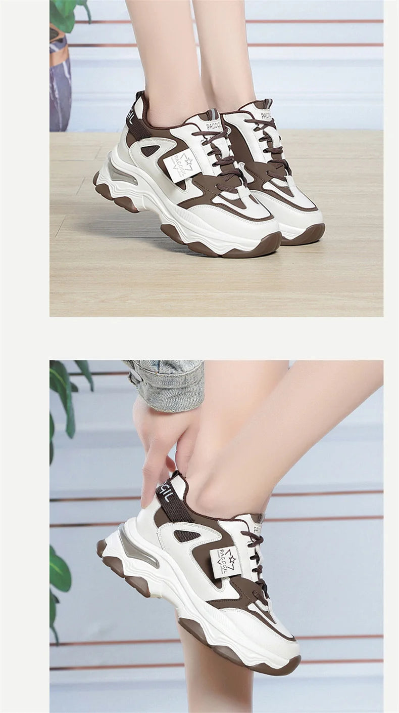 Spring Height Increasing Round toe Versatile Women Platform Causal Shoes Fashion Breathable Sport Designer Sneaker