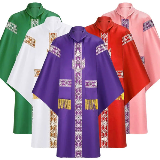 Robe de Cosplay du Prêtre Catholique, Robe de Messe de l'Église Chasuble, Vintage Baggy, Cape Médiévale