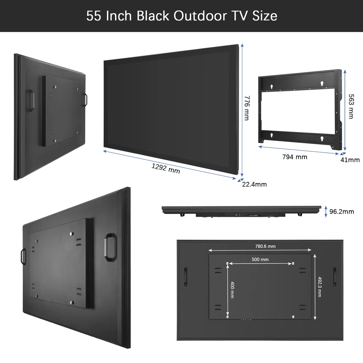 Soulaca Outdoor TV, 55" 4K Smart Outdoor TV, 2000 Nit High Brightness, IP65 Waterproof, Sunlight Readable Display