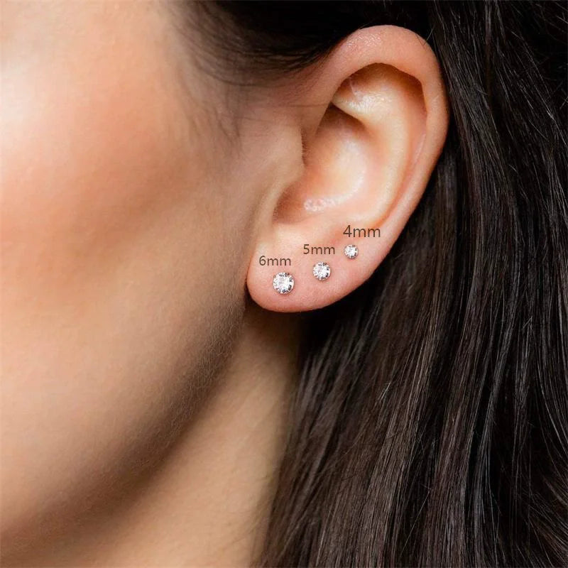 Boucles d'oreilles puces en moissanite TY 0,1-2 carats pour femme, en or rose, style classique et scintillant, serties de diamants de laboratoire, et montées sur argent pur 925.
